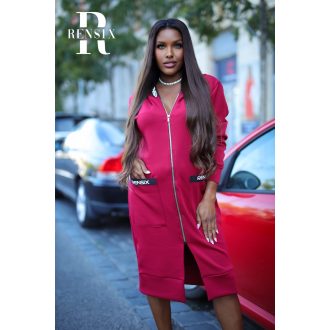 Rensix Navas zippes hosszú kardigán, burgundi