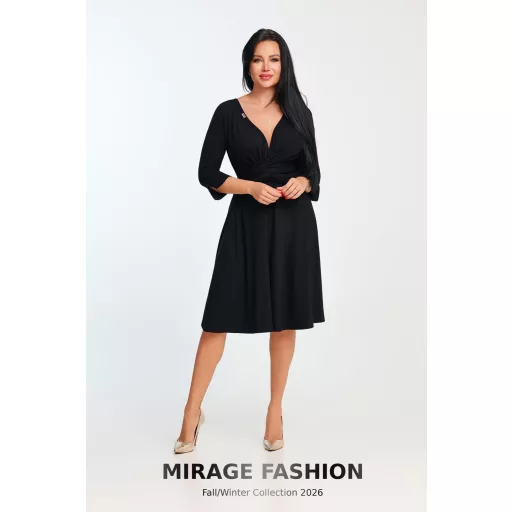 Mirage Jolly mellnél csavart ruha, fekete