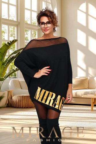 Mirage Kinga neccbetétes tunika, fekete