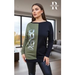 Rensix Double passzés aljú pulóver, keki-fekete Rensix Double passzés aljú pulóver, keki-fekete