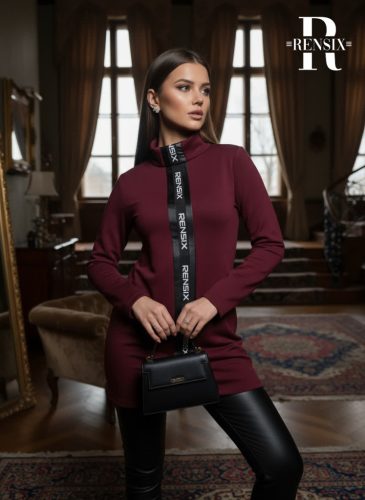 Rensix Caroline viszkóz tunika, burgundi