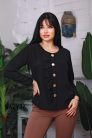 Nazyra Blue fodros blúz, fekete