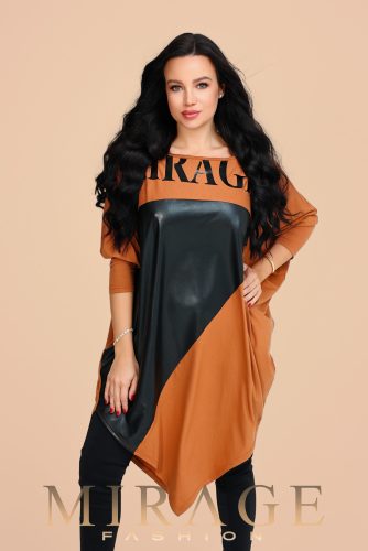 Mirage Nefertiti bőrbetétes tunika, konyak