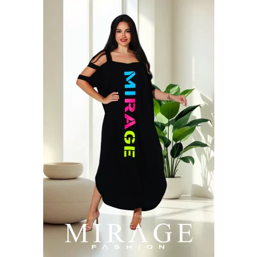 Mirage Akropolisz vállán pántos maxiruha, fekete