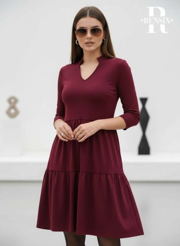 Rensix Ophelia selyem viszkóz ruha, burgundi