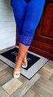 Fashion by Nono csipkés aljú 3/4-es leggings, királykék