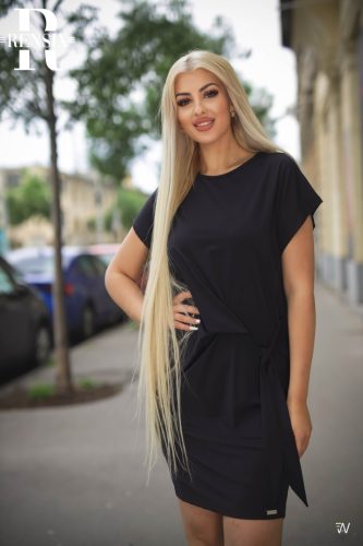 Rensix Kiki oldalán kötős ruha, fekete