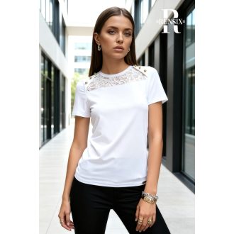 Rensix Zendaya csipkebetétes poliamid felső, fehér