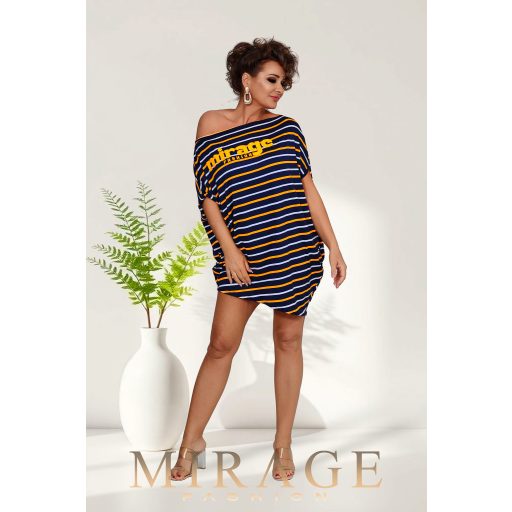 Mirage Sziszy asszimetrikus tunika, sötétkék csíkos