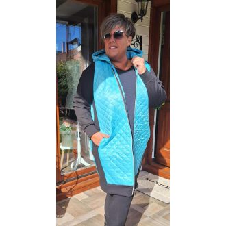 Fashion by nono Casting kardigán kabát, türkiz-fekete