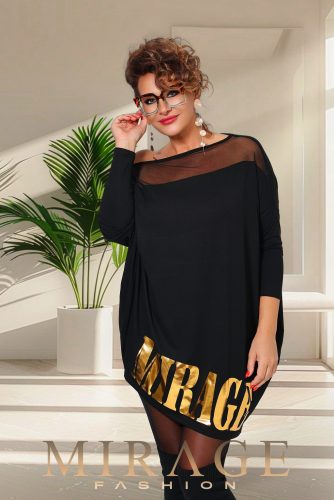 Mirage Kinga neccbetétes tunika, fekete