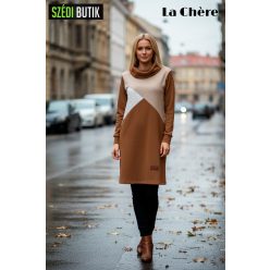 La Chére Fortuna pulóver, barna-fehér-bézs La Chére Fortuna pulóver, barna-fehér-bézs