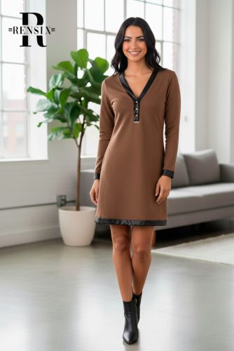 Rensix Tissaia díszgombos ruha, barna