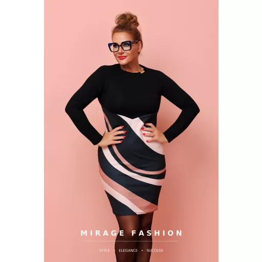 Mirage Irina szűk ruha, fekete mintás