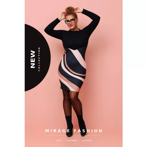 Mirage Irina szűk ruha, fekete mintás