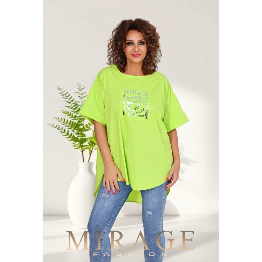 Mirage Béta puplin tunika, banánzöld