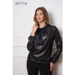 Manda kámzsa nyakú felső, éjfekete