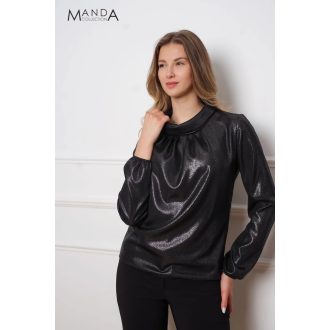 Manda kámzsa nyakú felső, éjfekete