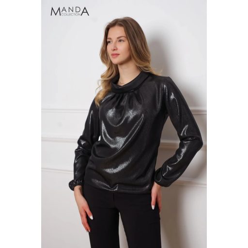 Manda kámzsa nyakú felső, éjfekete