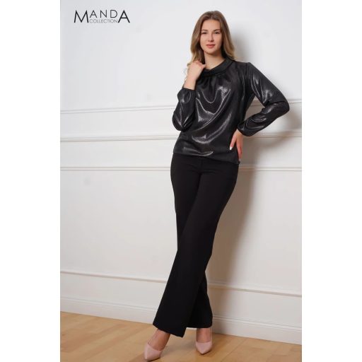 Manda kámzsa nyakú felső, éjfekete