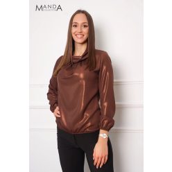 Manda kámzsa nyakú felső, csokibarna