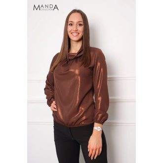 Manda kámzsa nyakú felső, csokibarna
