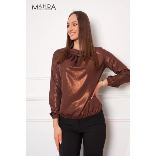 Manda kámzsa nyakú felső, csokibarna