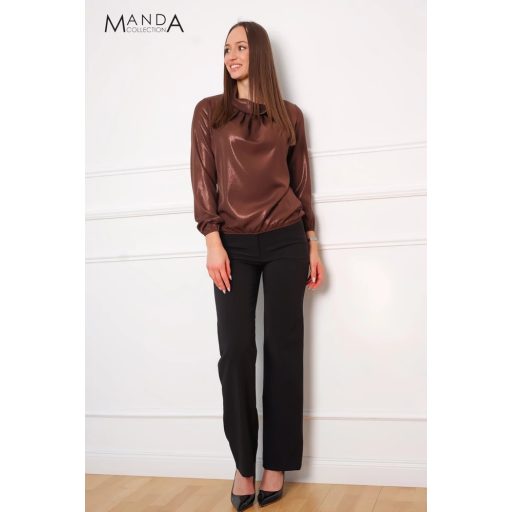 Manda kámzsa nyakú felső, csokibarna