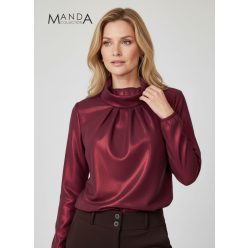 Manda kámzsa nyakú felső, burgundi