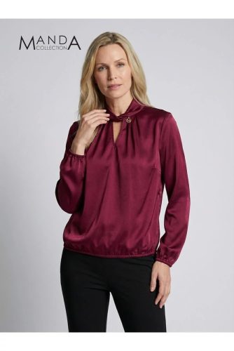 Manda vastag szatén felső, burgundi