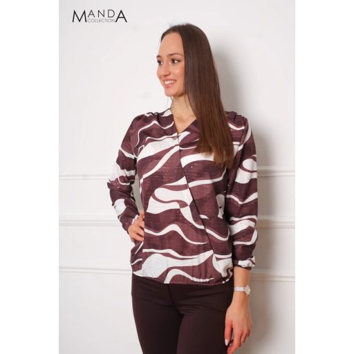 Manda gumis derekú felső, barna mintás