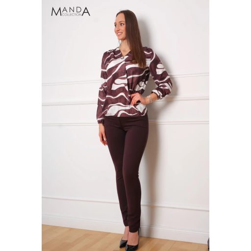 Manda gumis derekú felső, barna mintás