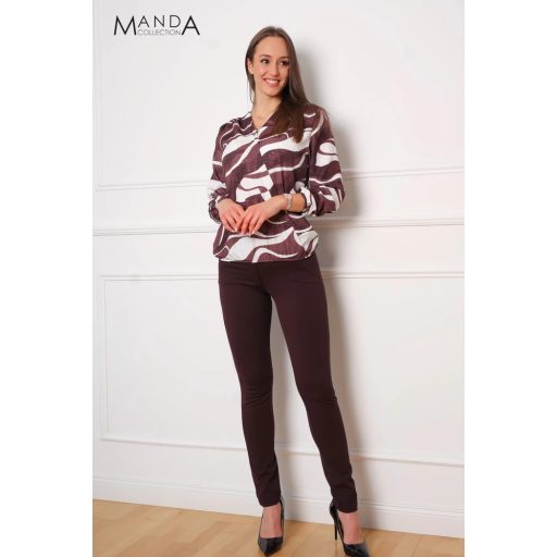 Manda gumis derekú felső, barna mintás
