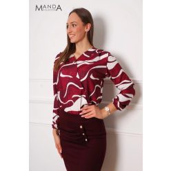 Manda gumis derekú felső, burgundi mintás