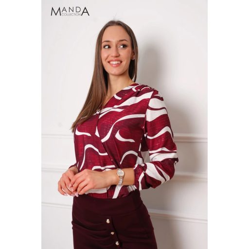 Manda gumis derekú felső, burgundi mintás