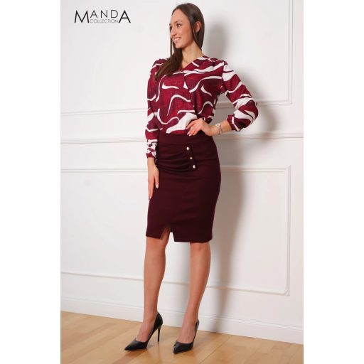 Manda gumis derekú felső, burgundi mintás