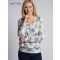 Manda lurex szálas V nyakú felső, fehér mintás