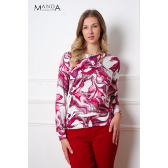 Manda elején kivágott felső, piros mintás