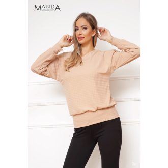 Manda csepp kivágott viszkóz felső, camel