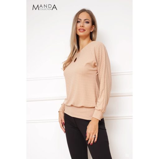 Manda csepp kivágott viszkóz felső, camel