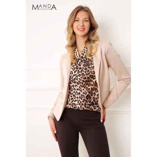 Manda szatén kámzsa nyakú felső, ocelot mintás