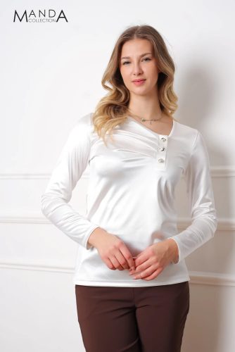 Manda vastag szatén felső, ekrü