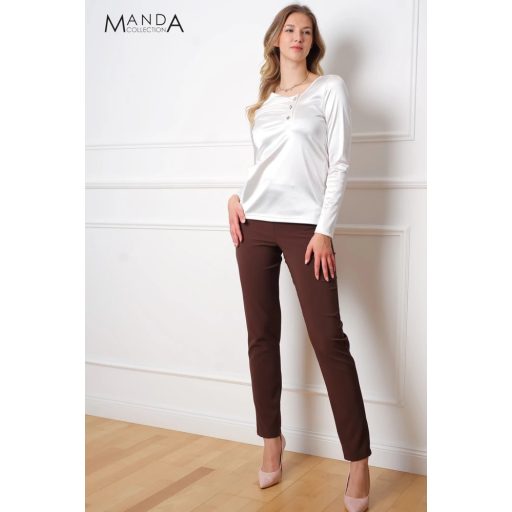 Manda vastag szatén felső, ekrü