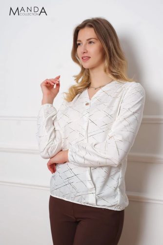 Manda gumis derekú felső, ekrü mintás