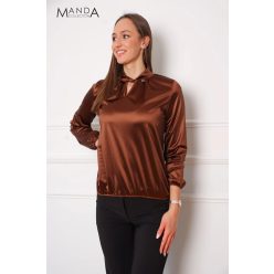 Manda vastag szatén felső, csokibarna