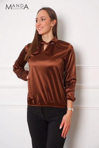 Manda vastag szatén felső, csokibarna